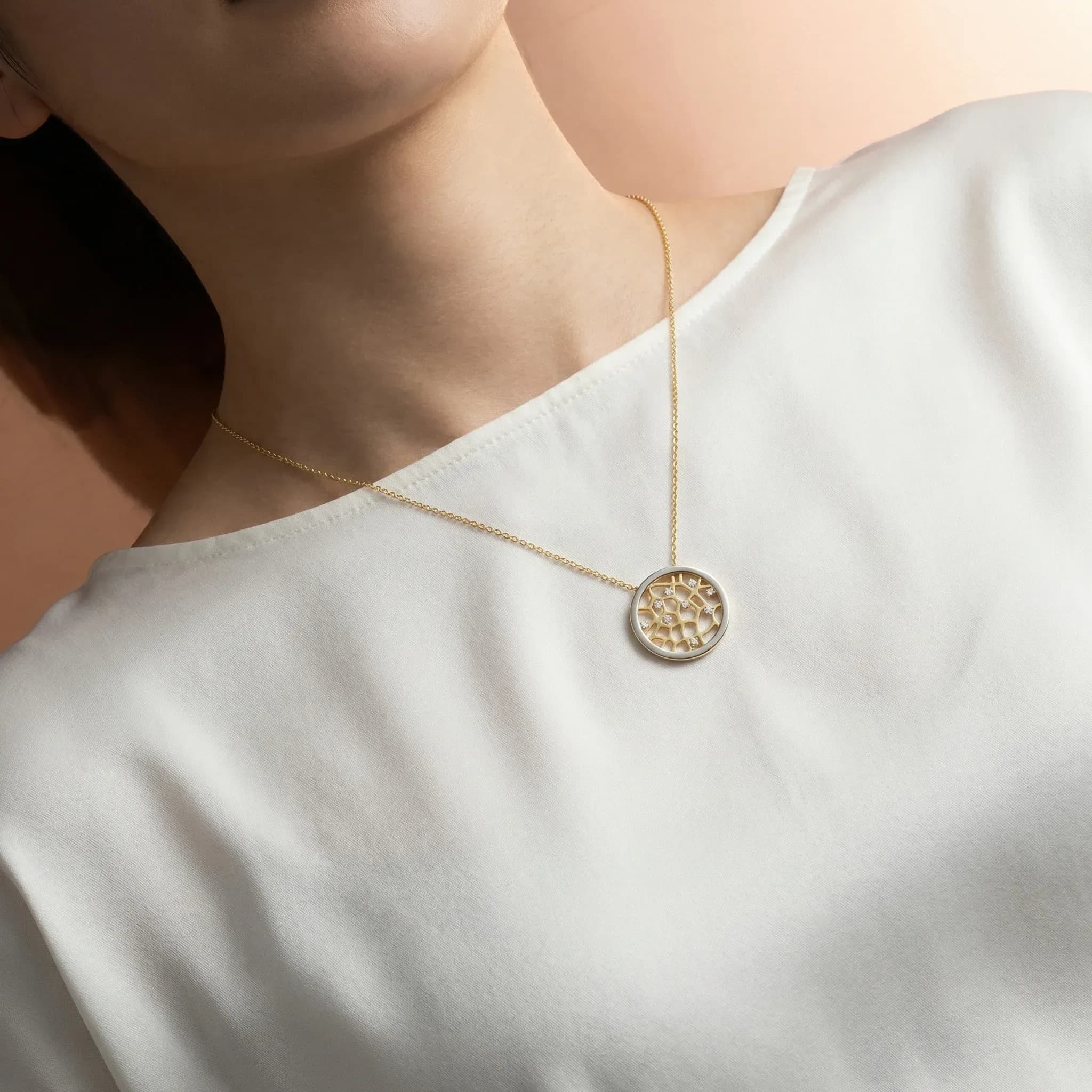 On-model jewellery visual representing cross-channel distribution requirements