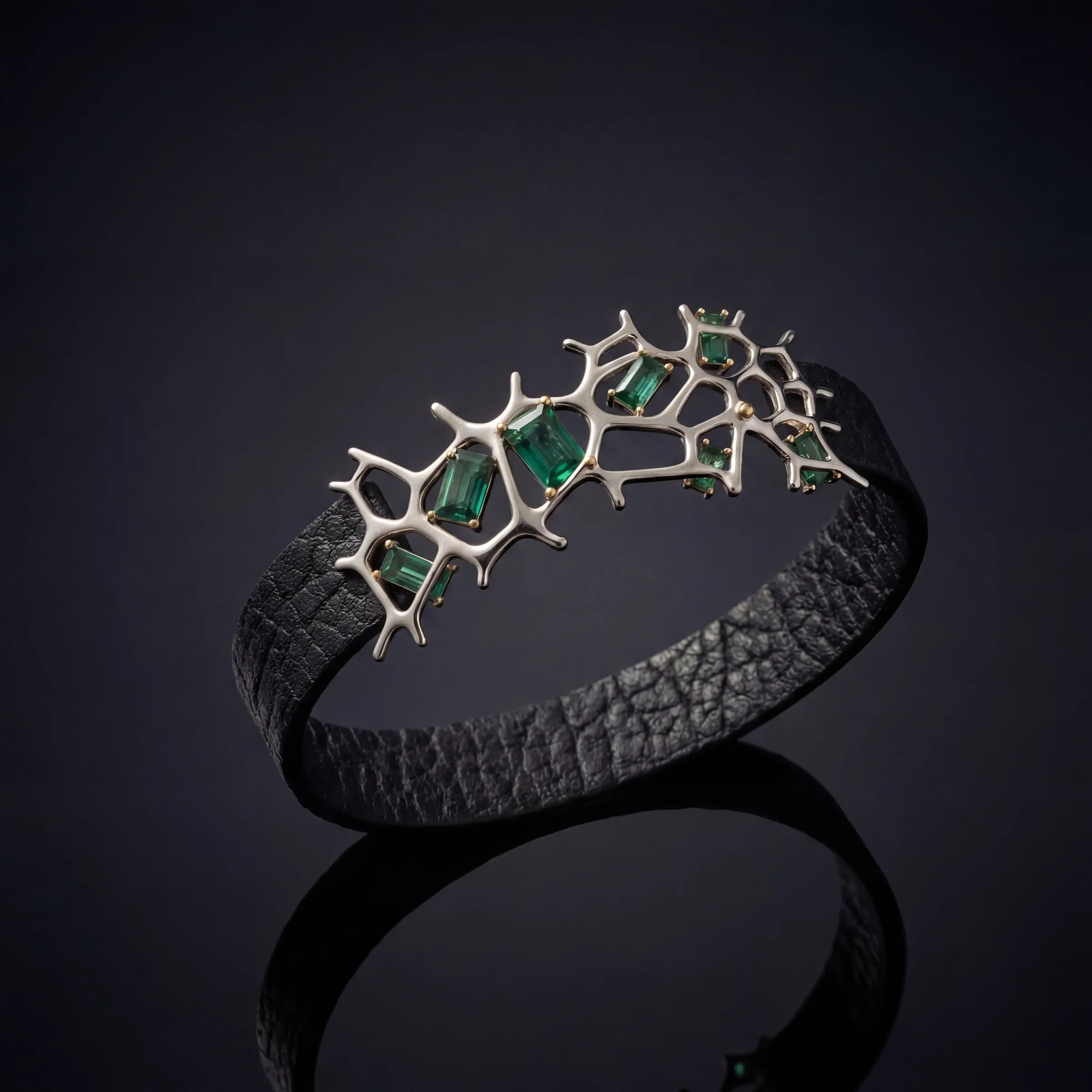 Organic gemstone bracelet packshot representing finished collection output volume