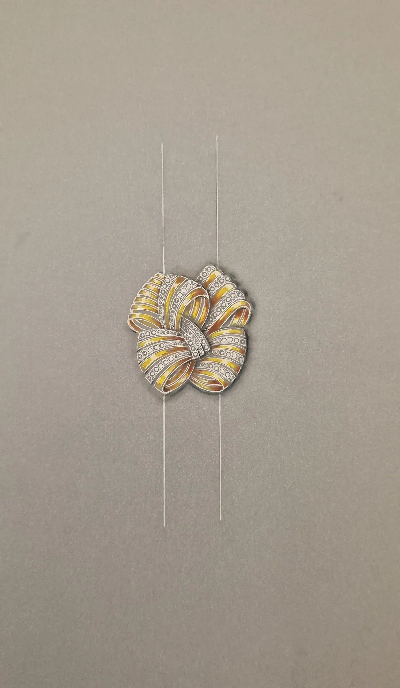 Design sketch of a gemstone bow brooch