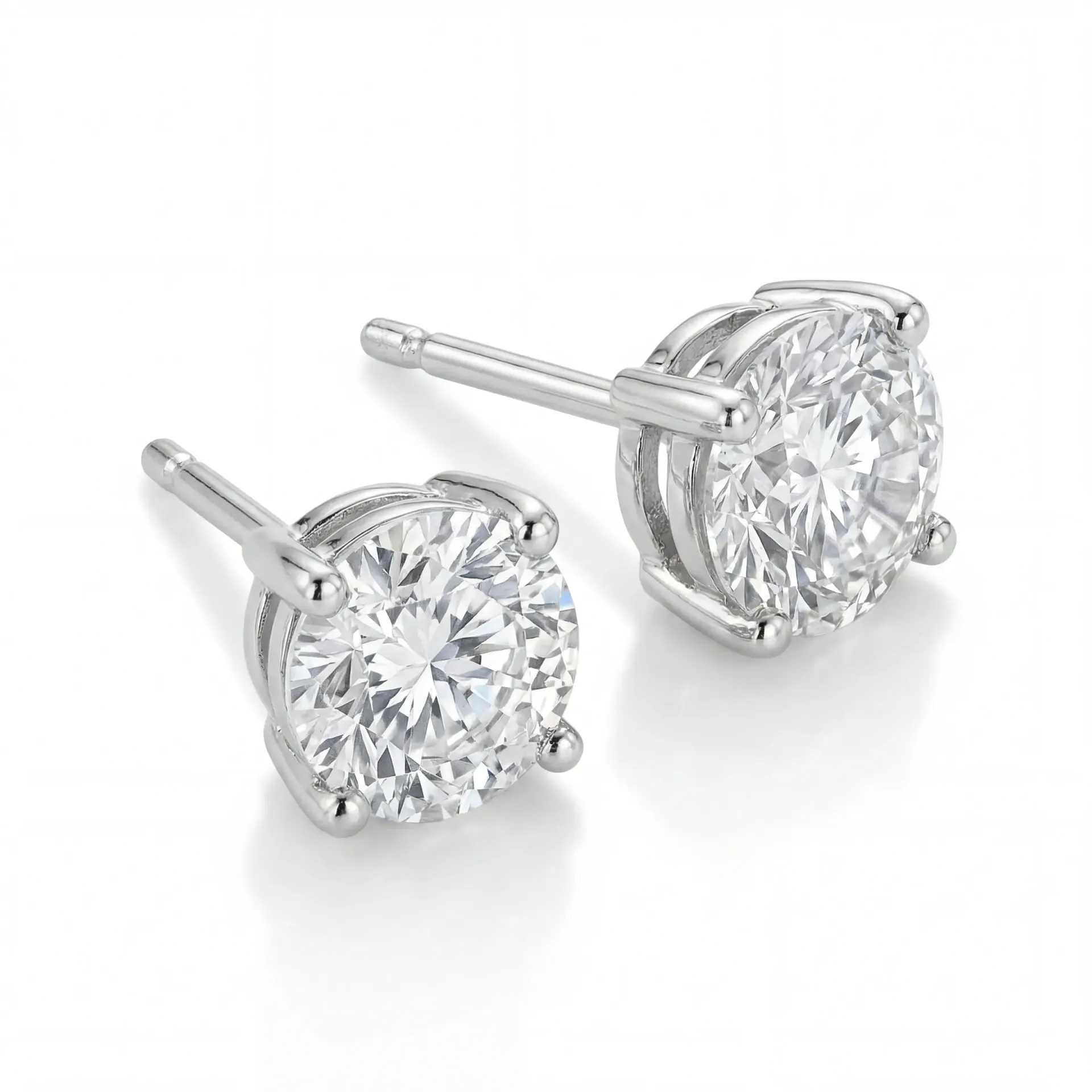 Diamond stud earrings as a clean packshot on white
