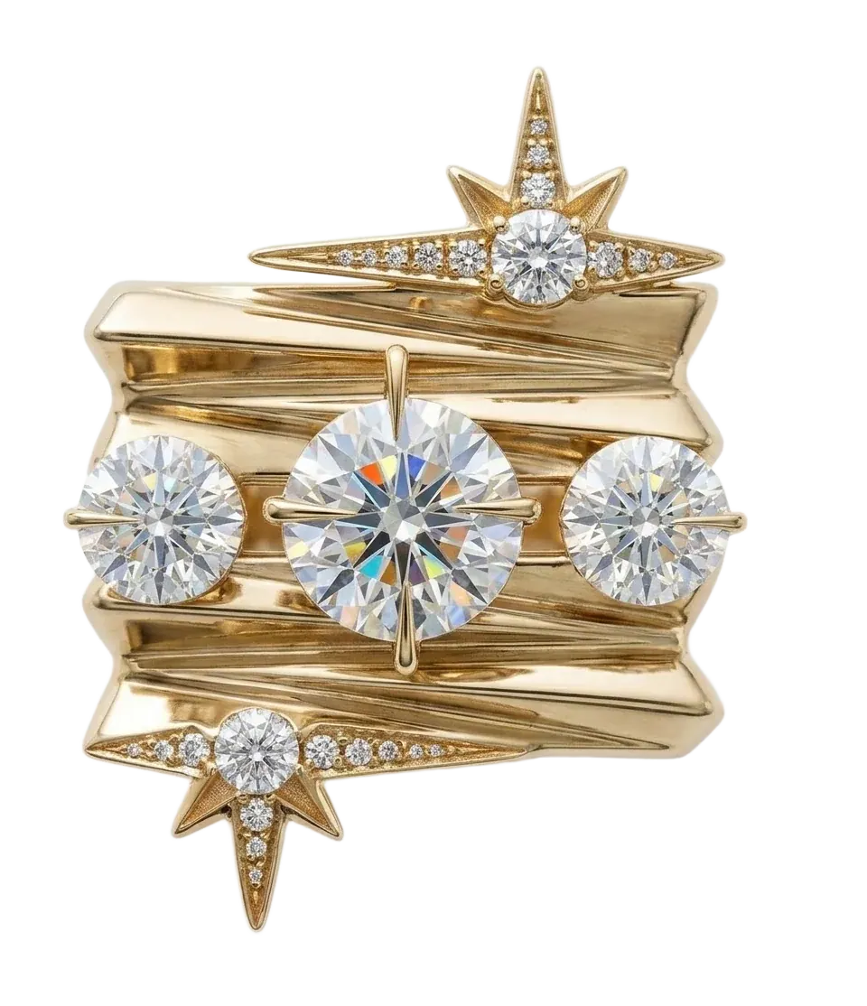 Une photo produit d'une bague en or sertie de diamants, telle qu'importée